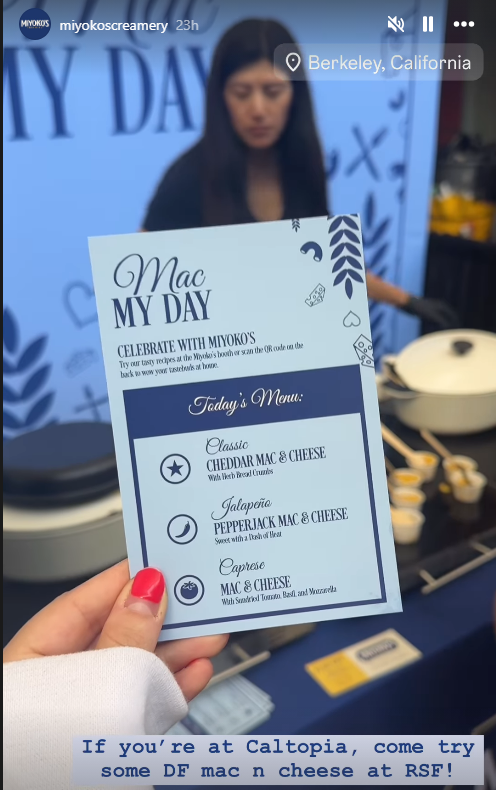 Mac My Day vegan sampling activation at UC Berkeley Caltopia